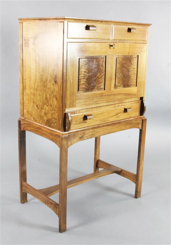 A Sussex Guild walnut escritoire by Bert Buri, W.2ft5.5in. D.1ft7in. H.4ft2in.